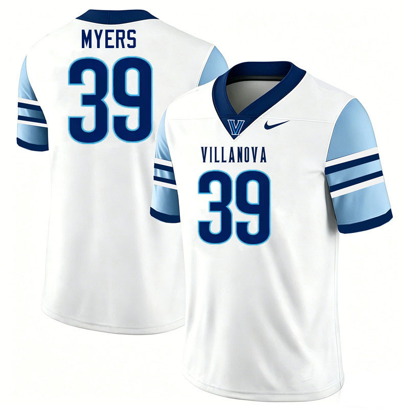 Villanova Wildcats #39 Luke Myers College Football Jerseys,Uniforms-White